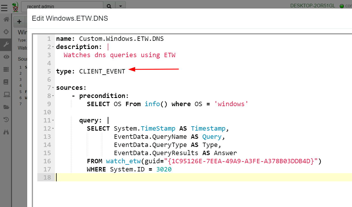 Adding a custom event artifact