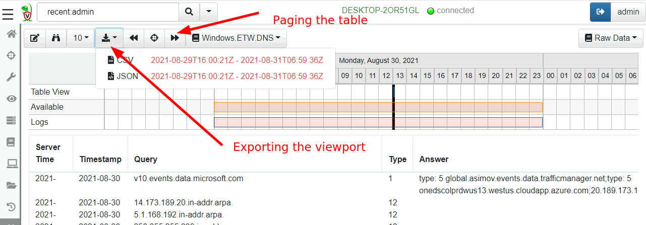 Interacting with the timeline