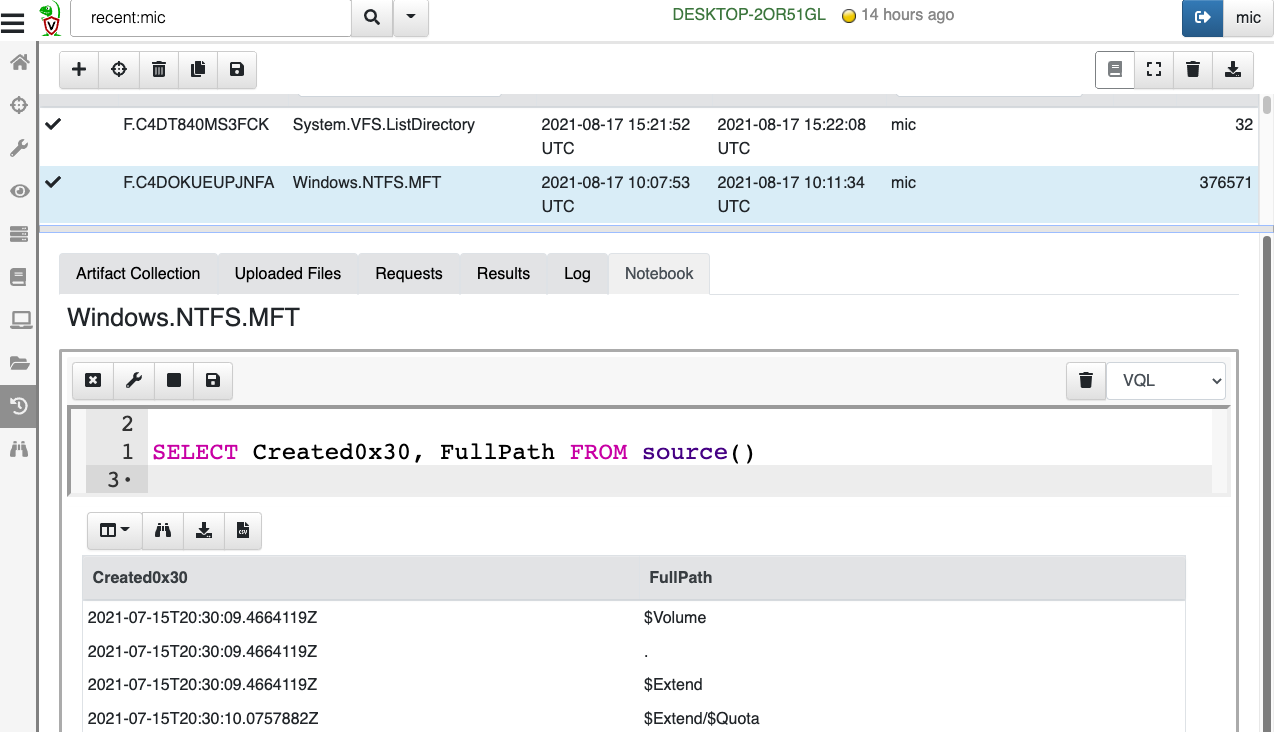 Post Processing results from a collection