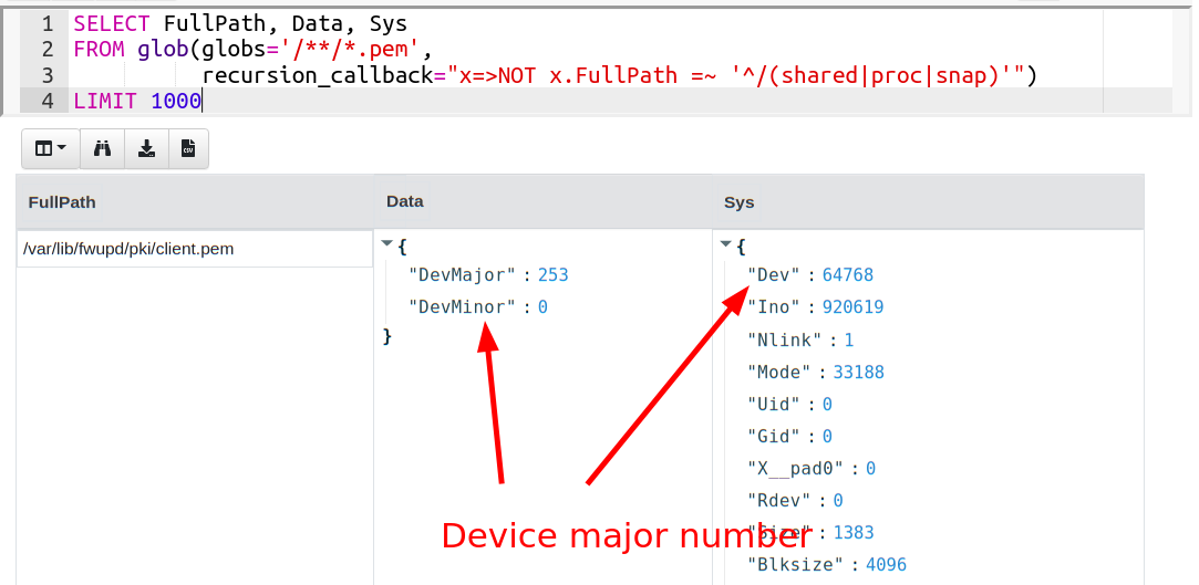 Device major and minor numbers