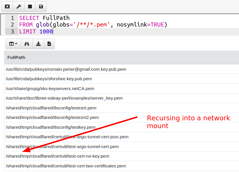 Recursing into a network mount
