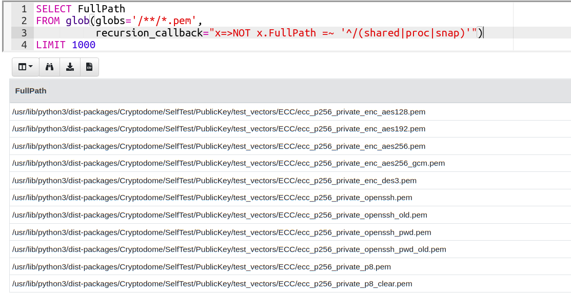 Controlling recursion in the glob plugin