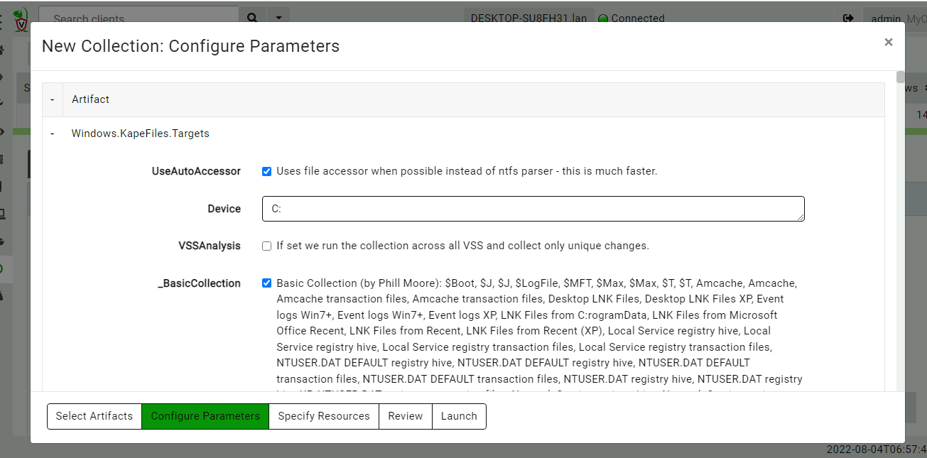 Collecting KapeFiles targets