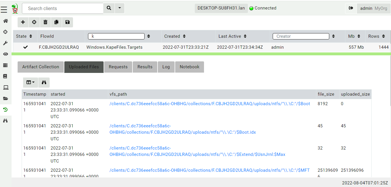 Collecting KapeFiles Uploads