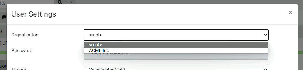 Switching between orgs
