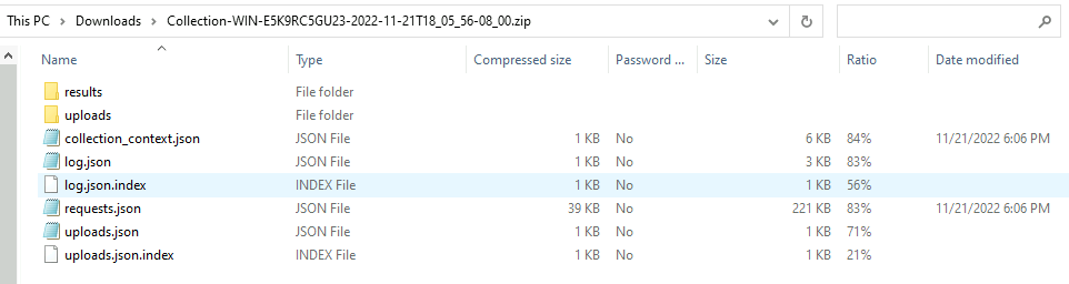 Exported zip archives now contain more information