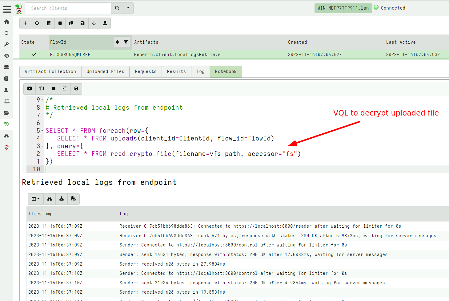 Decrypting encrypted local file