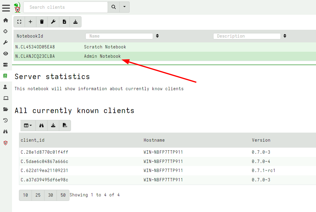 Viewing the notebook from template