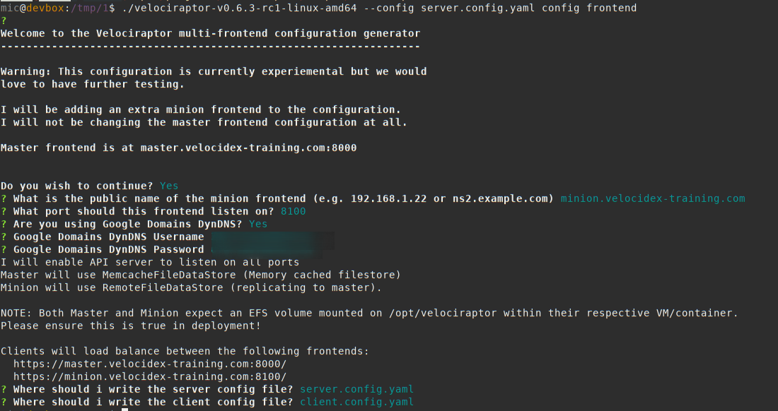 Generating a multi frontend configuration