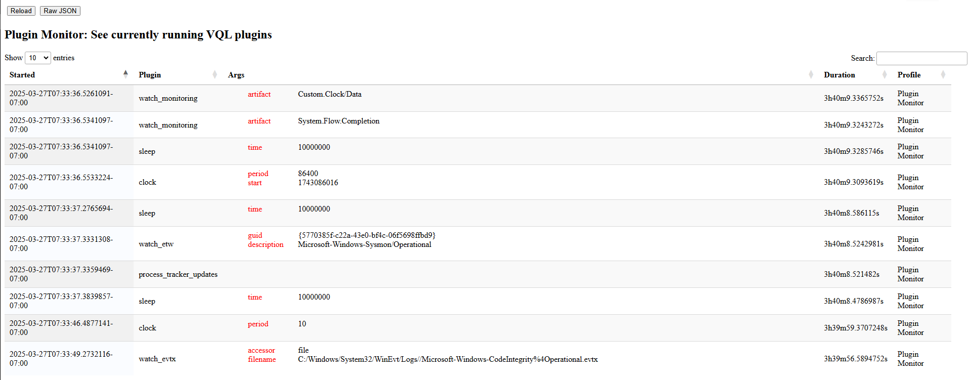 Plugin tracker profile