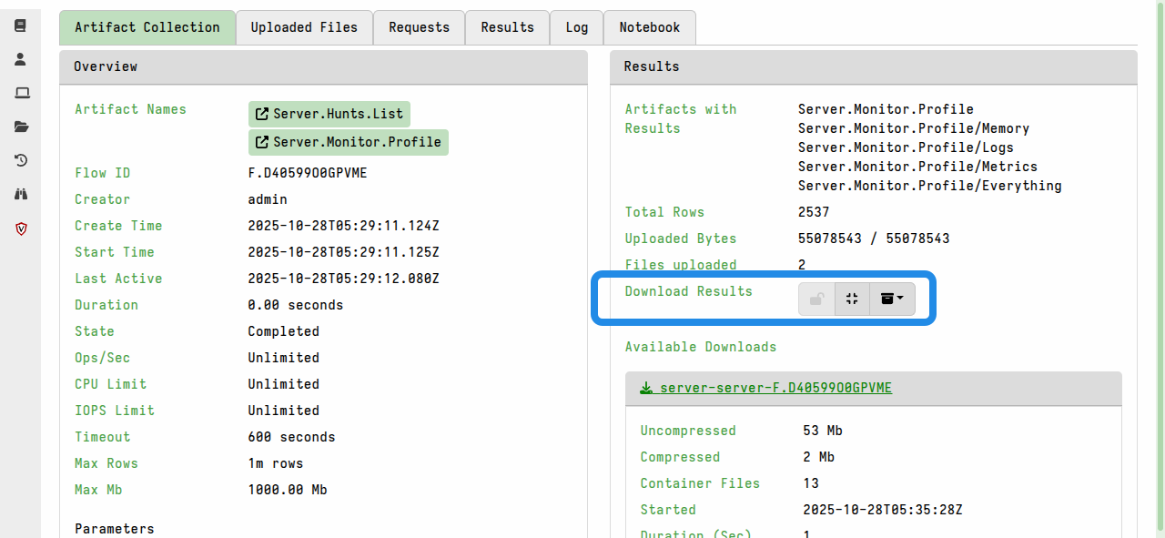 Exporting Server.Monitor.Profile data