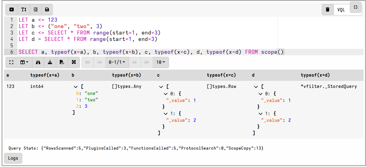 Using the typeof() function