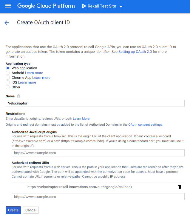 Specifying the redirect URL